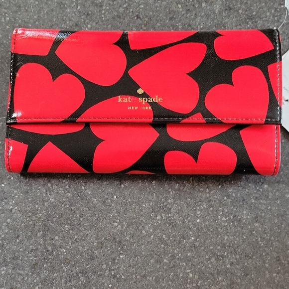 kate spade Handbags - Kate Spade Red and Black Heart Wallet